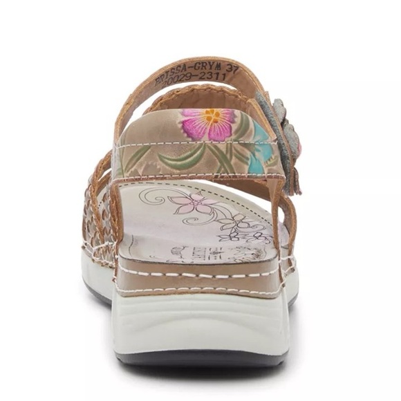 L'Artiste Brissa Sandals- Grey/Multicolor Butterfly Floral Print Women’s Sandals - Picture 7 of 16